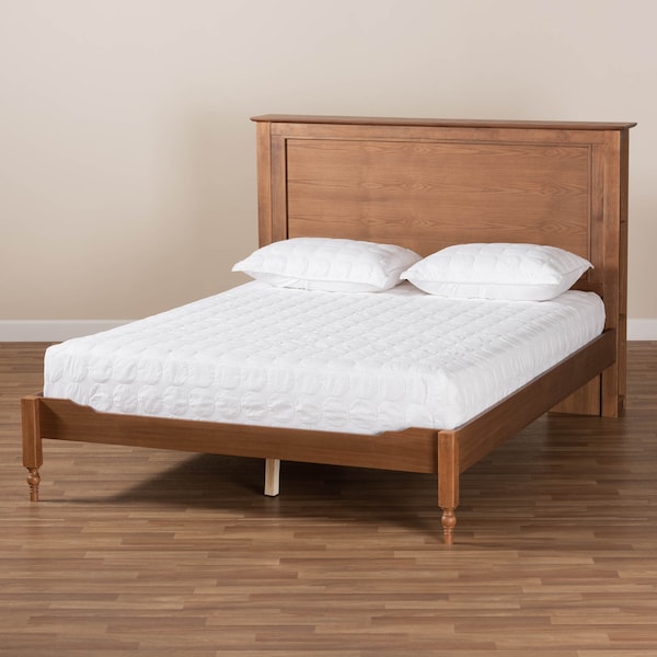 Baxton Studio Danielle Wood King Size Platform Storage Bed with Built-In Shelves - 164-10664