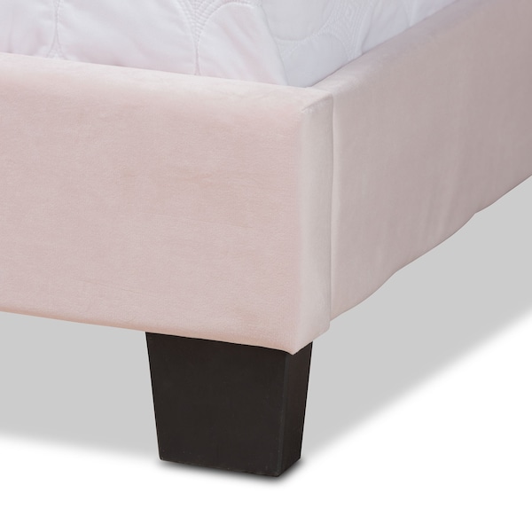 Baxton Studio Benjen Modern and Contemporary Glam Light Pink Velvet Fabric Full Size Panel Bed - 183-11263-ZORO
