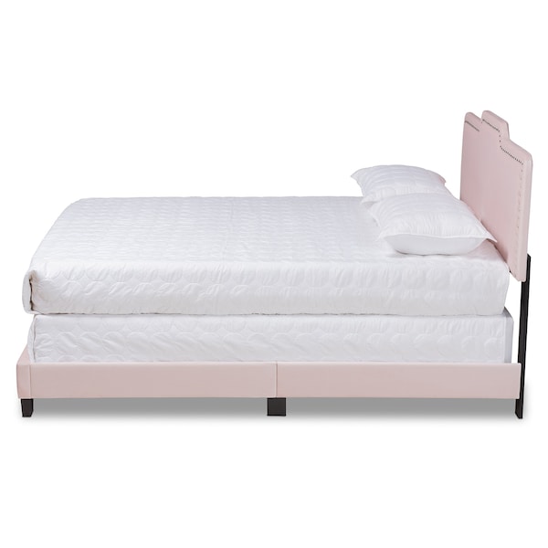 Baxton Studio Benjen Modern and Contemporary Glam Light Pink Velvet Fabric Full Size Panel Bed - 183-11263-ZORO