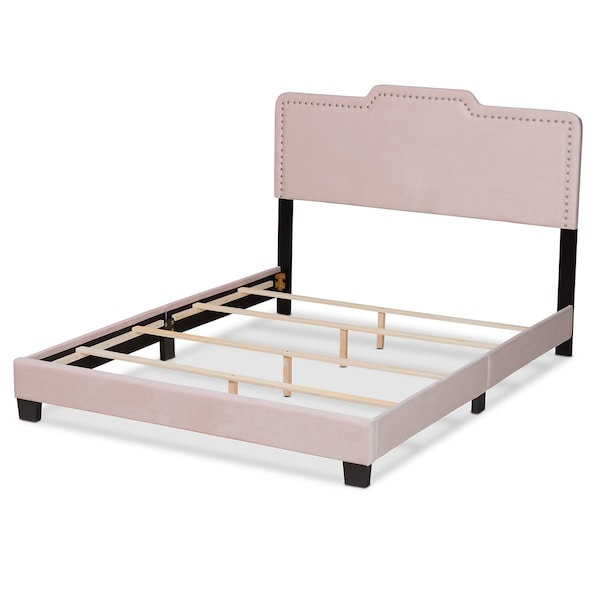 Baxton Studio Benjen Modern and Contemporary Glam Light Pink Velvet Fabric Full Size Panel Bed - 183-11263-ZORO