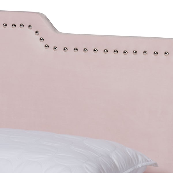 Baxton Studio Benjen Modern and Contemporary Glam Light Pink Velvet Fabric Full Size Panel Bed - 183-11263-ZORO