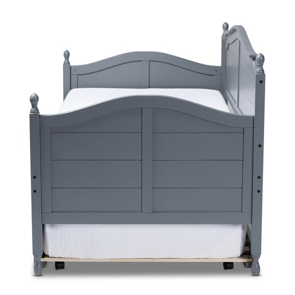 Baxton Studio Mara Grey Finished Wood Twin Size Daybed with Roll-Out Trundle Bed - 158-9627