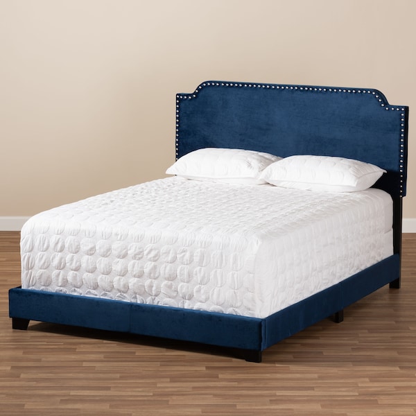 Baxton Studio Darcy Luxe and Glamour Navy Velvet Upholstered Full Size Bed - 149-8953