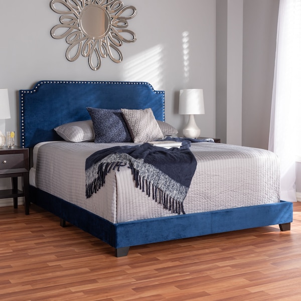 Baxton Studio Darcy Luxe and Glamour Navy Velvet Upholstered Full Size Bed - 149-8953