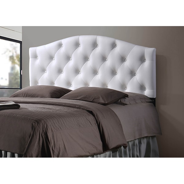 Baxton Studio Myra Queen Size White Faux Leather Upholstered Button-tufted Headboard - 118-6425