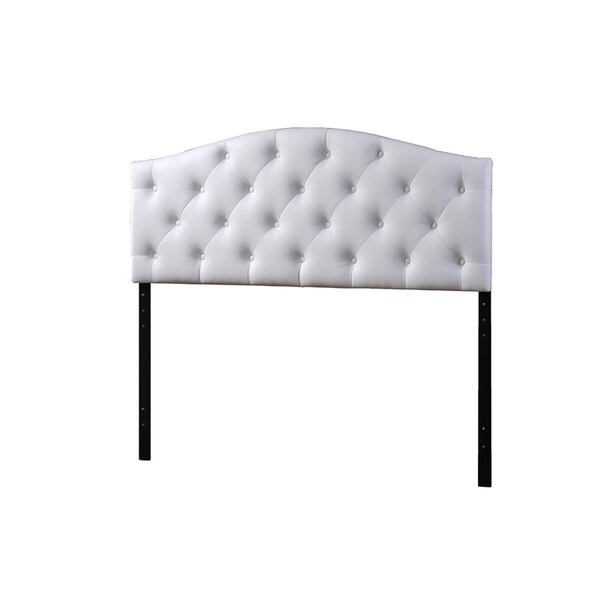 Baxton Studio Myra Queen Size White Faux Leather Upholstered Button-tufted Headboard - 118-6425