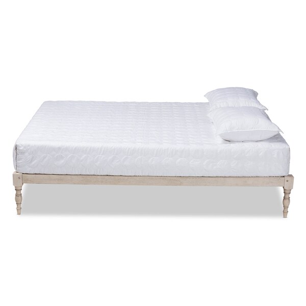 Baxton Studio Iseline Antique White Finished Wood King Size Platform Bed Frame - 160-10041