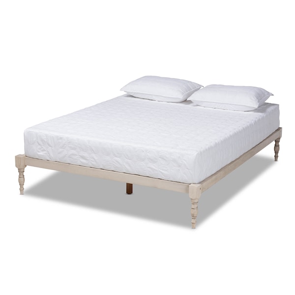Baxton Studio Iseline Antique White Finished Wood King Size Platform Bed Frame - 160-10041