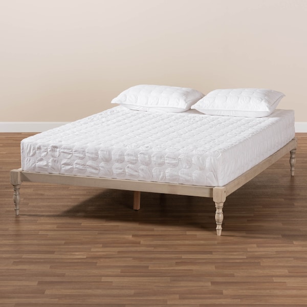 Baxton Studio Iseline Antique White Finished Wood King Size Platform Bed Frame - 160-10041