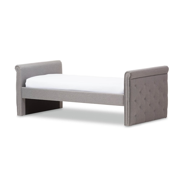 Baxton Studio Swamson Grey Tufted Twin Size Daybed with Roll-out Trundle Bed - 127-7040