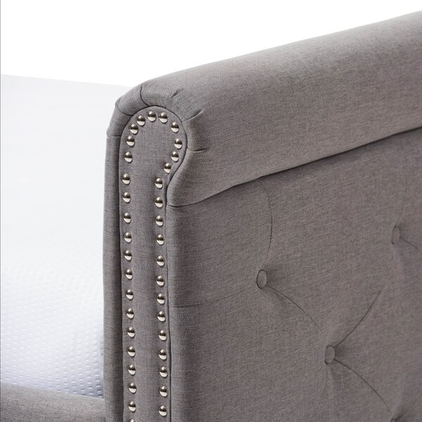Baxton Studio Swamson Grey Tufted Twin Size Daybed with Roll-out Trundle Bed - 127-7040