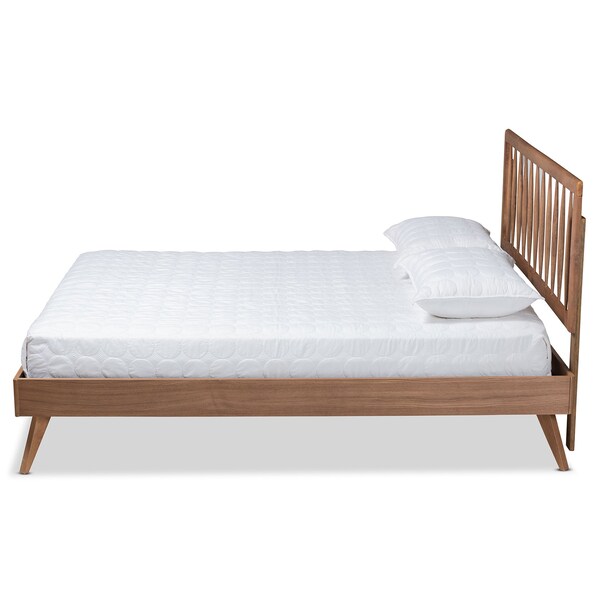 Baxton Studio Toru Mid-Century Modern Ash Walnut Finished Wood Full Size Platform Bed - 180-11109-9407-ZORO