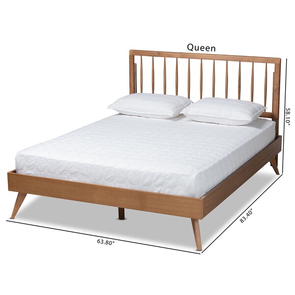 Baxton Studio Toru Mid-Century Modern Ash Walnut Finished Wood Full Size Platform Bed - 180-11109-9407-ZORO