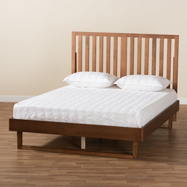 Baxton Studio Marin Modern and Contemporary Walnut Brown Finished Wood Queen Size Platform Bed - 184-11136-9411-ZORO