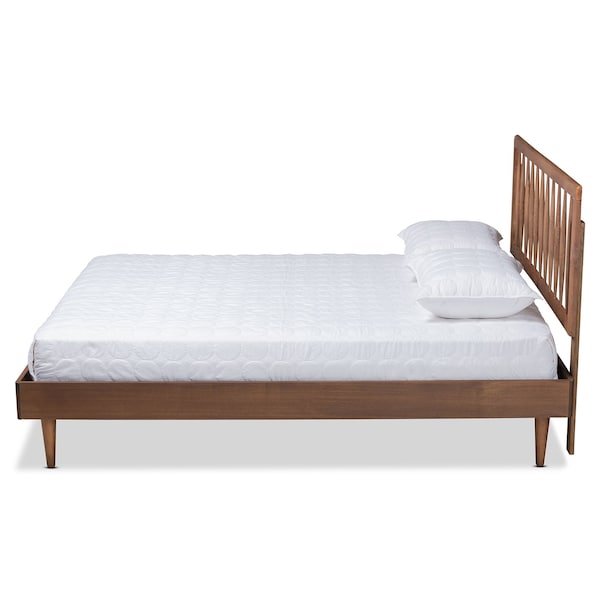 Baxton Studio Sora Mid-Century Modern Ash Walnut Finished Wood Full Size Platform Bed - 180-11109-9812-ZORO