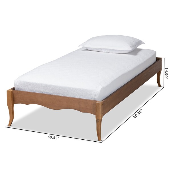 Baxton Studio Marieke Vintage French Inspired Ash Walnut Finished Wood Twin Size Platform Bed Frame - 180-11180-ZORO