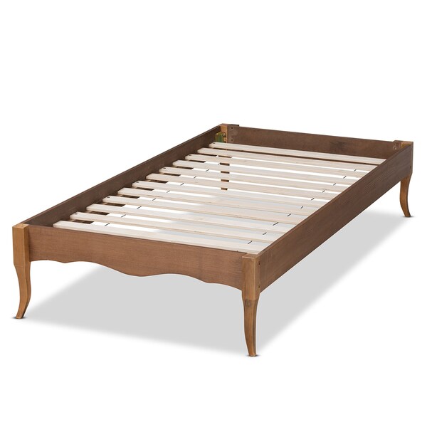 Baxton Studio Marieke Vintage French Inspired Ash Walnut Finished Wood Twin Size Platform Bed Frame - 180-11180-ZORO
