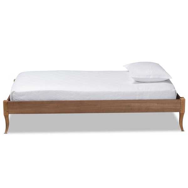 Baxton Studio Marieke Vintage French Inspired Ash Walnut Finished Wood Twin Size Platform Bed Frame - 180-11180-ZORO
