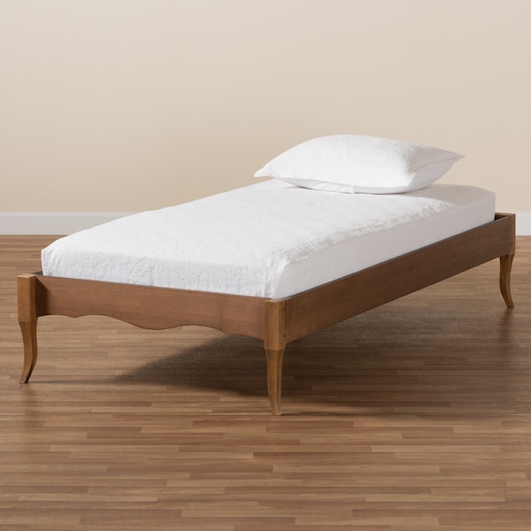 Baxton Studio Marieke Vintage French Inspired Ash Walnut Finished Wood Twin Size Platform Bed Frame - 180-11180-ZORO