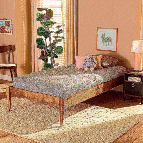 Baxton Studio Marieke Vintage French Inspired Ash Walnut Finished Wood Twin Size Platform Bed Frame - 180-11180-ZORO
