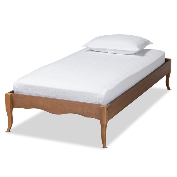 Baxton Studio Marieke Vintage French Inspired Ash Walnut Finished Wood Twin Size Platform Bed Frame - 180-11180-ZORO