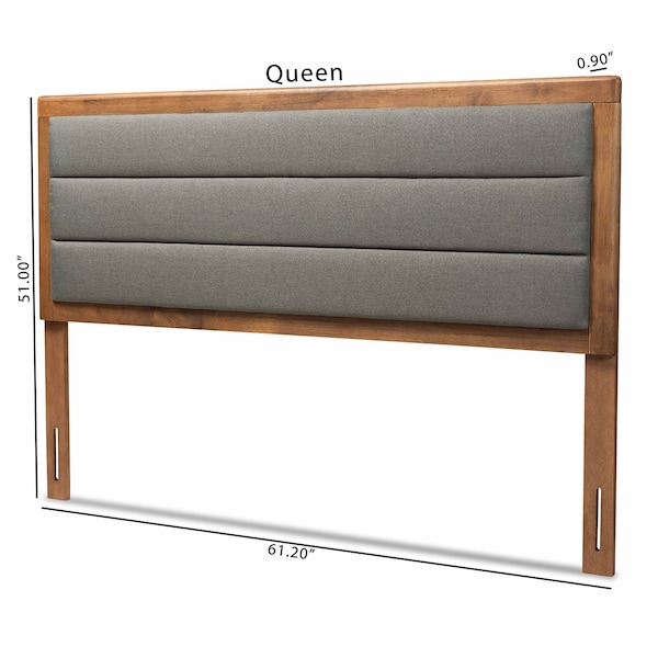 Baxton Studio Dexter Modern Dark Grey Fabric Upholstered and Walnut Brown Finished Wood Headboard-King - 191-11537-ZORO