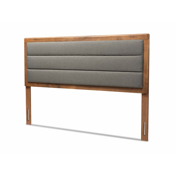 Baxton Studio Dexter Modern Dark Grey Fabric Upholstered and Walnut Brown Finished Wood Headboard-King - 191-11537-ZORO