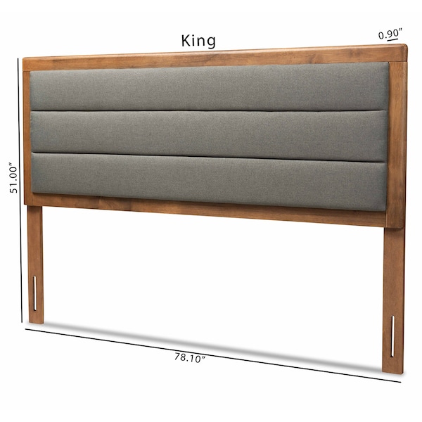 Baxton Studio Dexter Modern Dark Grey Fabric Upholstered and Walnut Brown Finished Wood Headboard-King - 191-11537-ZORO
