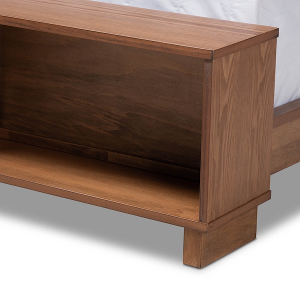 Baxton Studio Regina Wood Queen Size Platform Storage Bed with Built-In Shelves - 164-10675