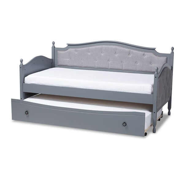 Baxton Studio Marlie Grey Grey Finished Wood Twin Size Daybed with Trundle - 158-9629