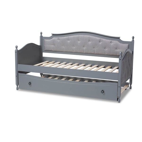 Baxton Studio Marlie Grey Grey Finished Wood Twin Size Daybed with Trundle - 158-9629