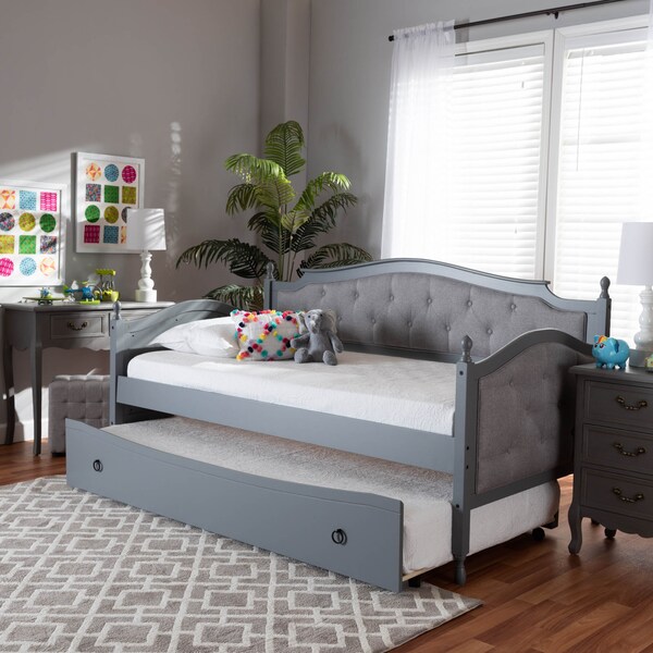 Baxton Studio Marlie Grey Grey Finished Wood Twin Size Daybed with Trundle - 158-9629