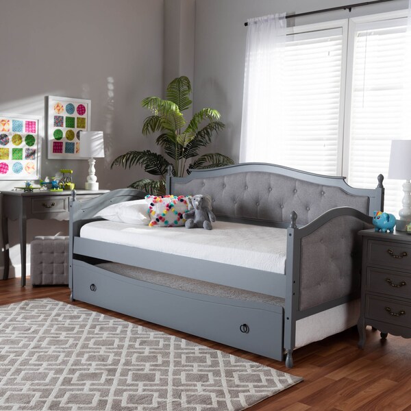 Baxton Studio Marlie Grey Grey Finished Wood Twin Size Daybed with Trundle - 158-9629