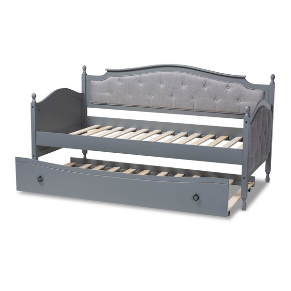 Baxton Studio Marlie Grey Grey Finished Wood Twin Size Daybed with Trundle - 158-9629