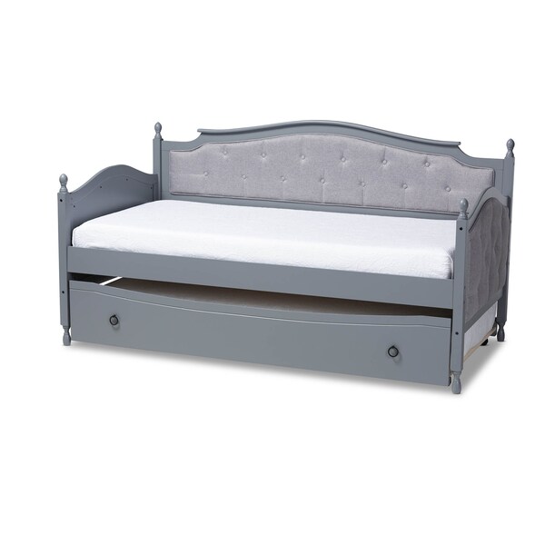 Baxton Studio Marlie Grey Grey Finished Wood Twin Size Daybed with Trundle - 158-9629