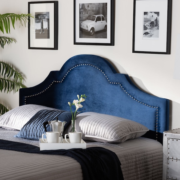 Baxton Studio Rita Royal Blue Velvet Upholstered Full Size Headboard - 155-9336