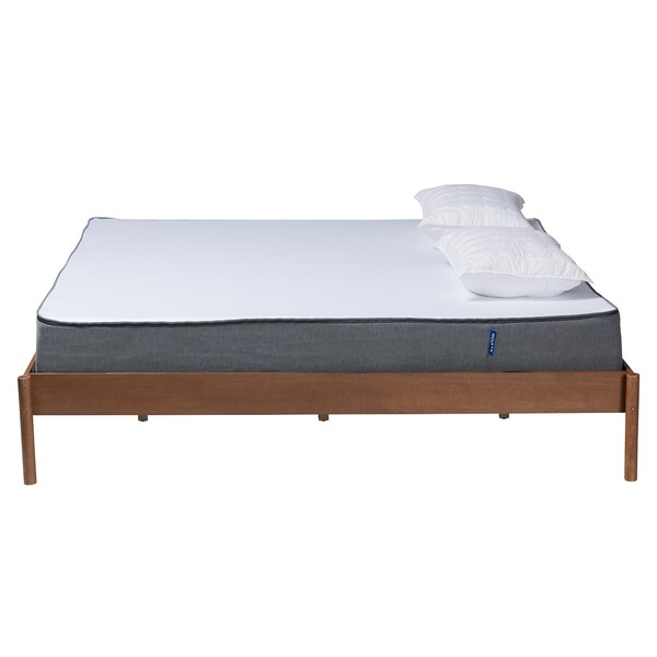 Baxton Studio Agatis MidCentury Modern Ash Walnut Finished Wood Queen Size Bed Frame - 223-12887-ZORO
