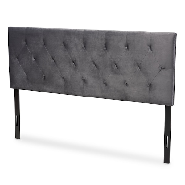 Baxton Studio Felix ModernGrey Velvet Upholstered Headboard-Queen - 198-12411-ZORO