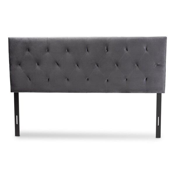 Baxton Studio Felix ModernGrey Velvet Upholstered Headboard-Queen - 198-12411-ZORO