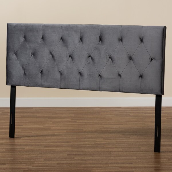 Baxton Studio Felix ModernGrey Velvet Upholstered Headboard-Queen - 198-12411-ZORO