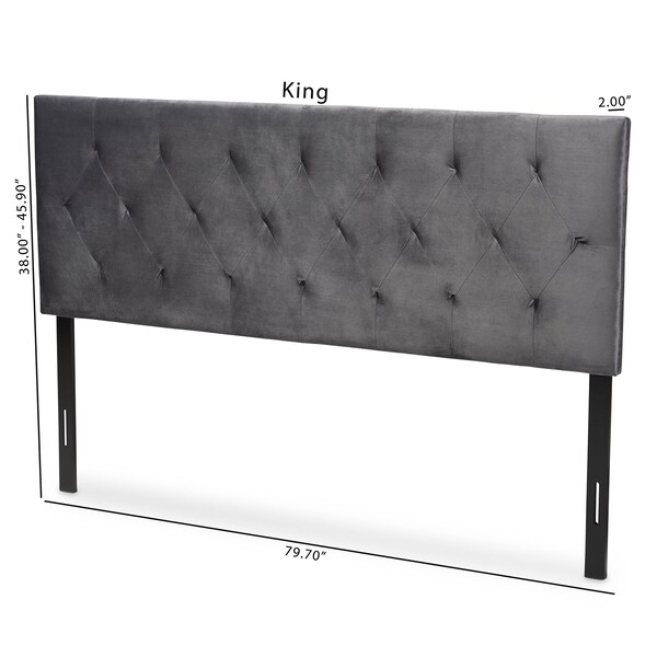 Baxton Studio Felix ModernGrey Velvet Upholstered Headboard-Queen - 198-12411-ZORO