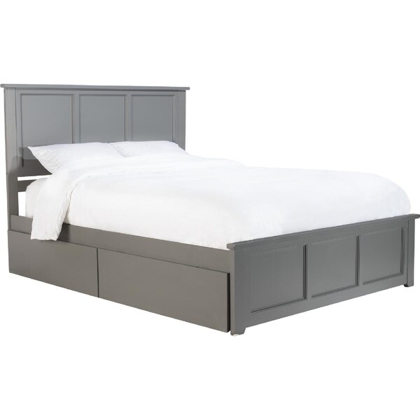 Atlantic Furniture Atlantic Furniture AR8646119 Madison Queen Platform Bed with Matching Foot Board with 2 Urban Bed Drawers - Grey - AR8646119