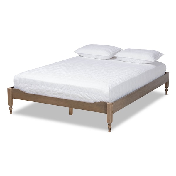 Baxton Studio Laure Weathered Grey Oak Finished Wood Full Size Platform Bed Frame - 161-10202