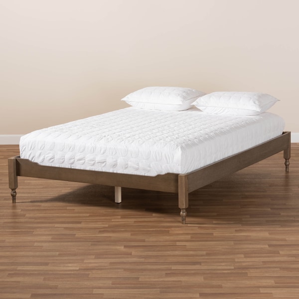 Baxton Studio Laure Weathered Grey Oak Finished Wood Full Size Platform Bed Frame - 161-10202