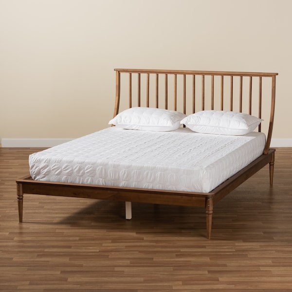Baxton Studio Abel Traditional Transitional Walnut Brown Finished Wood Platform Bed-Queen - 192-11499-ZORO