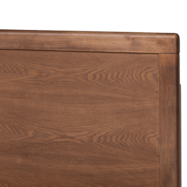 Baxton Studio Allegra Grey Upholstered and Walnut Wood Full Size Platform Bed - 164-9413-9419