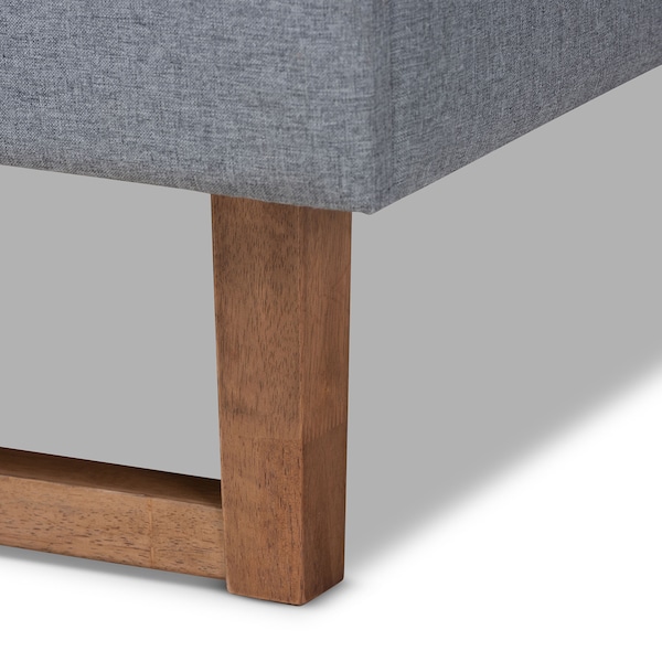 Baxton Studio Allegra Grey Upholstered and Walnut Wood Full Size Platform Bed - 164-9413-9419