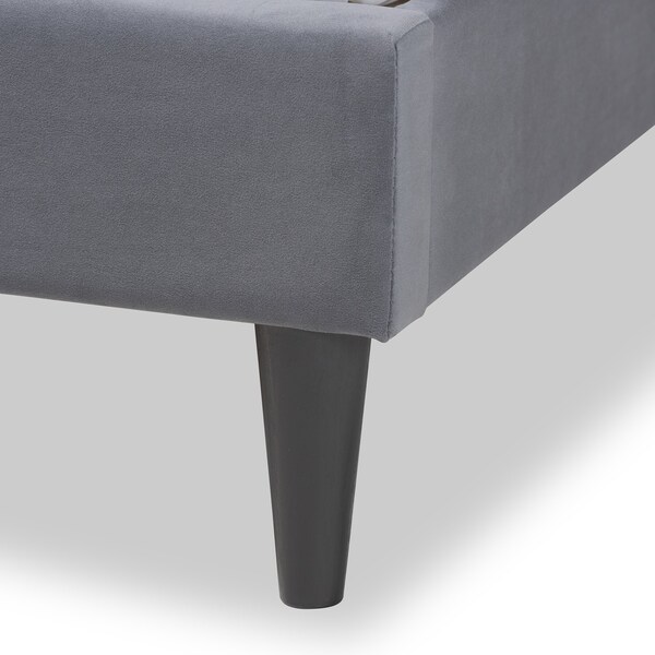 Baxton Studio Joanna Modern  Contemporay Grey Velvet Upholstered and Dark Brown Finished Wood Platform Bed King - 215-12369-ZORO
