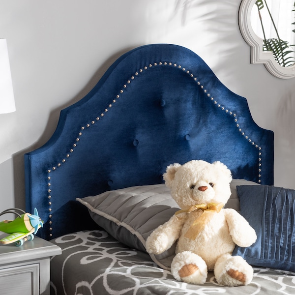 Baxton Studio Cora Royal Blue Velvet Upholstered Twin Size Headboard - 154-9321