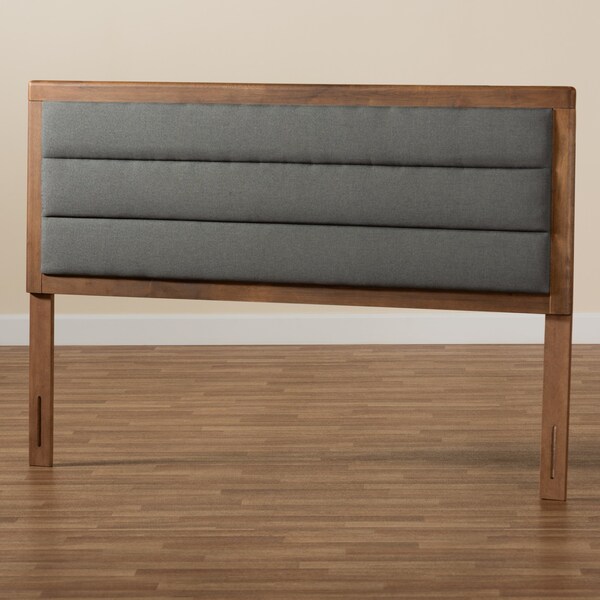 Baxton Studio Dexter Modern Dark Grey Fabric Upholstered and Walnut Brown Finished Wood Headboard-Full - 191-11535-ZORO
